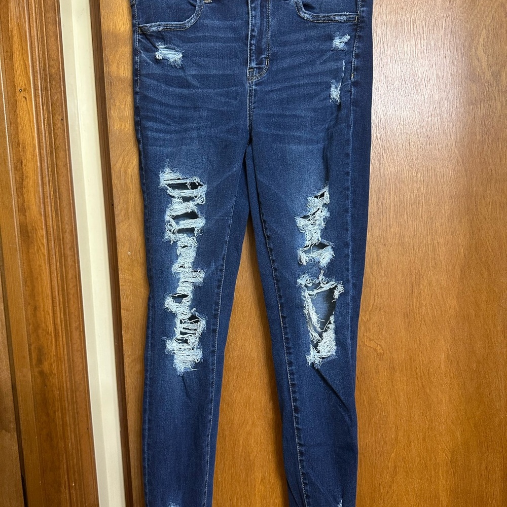 American Eagle Outfitters Blue Skinny Jeans Distressed